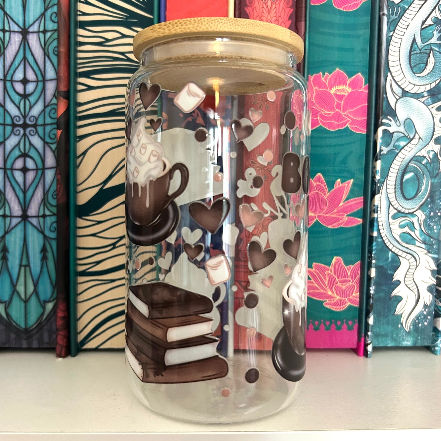 Books & Coffee Glass Tumbler