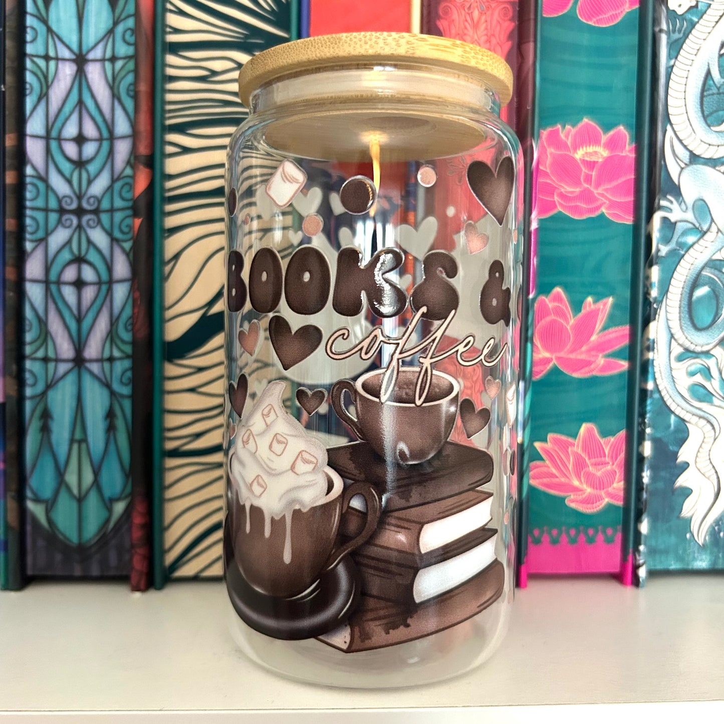 Books & Coffee Glass Tumbler