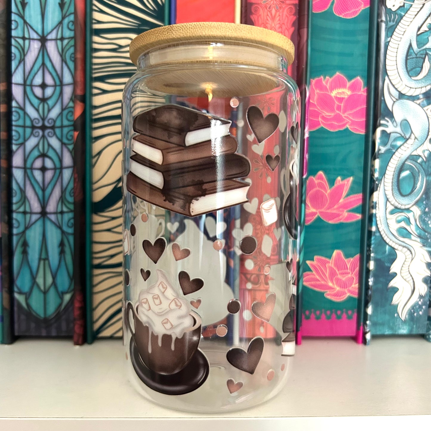 Books & Coffee Glass Tumbler